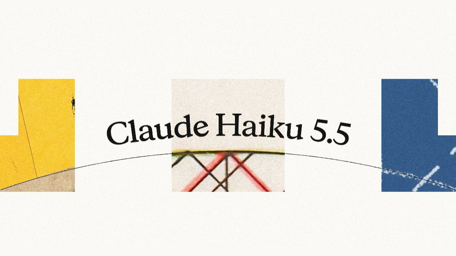 미색 배경 가운데 'Claude Haiku 5.5' 글자가 있고 양옆에 노랑·파랑 색면과 붉은 선 무늬가 배치된 표지 그래픽.