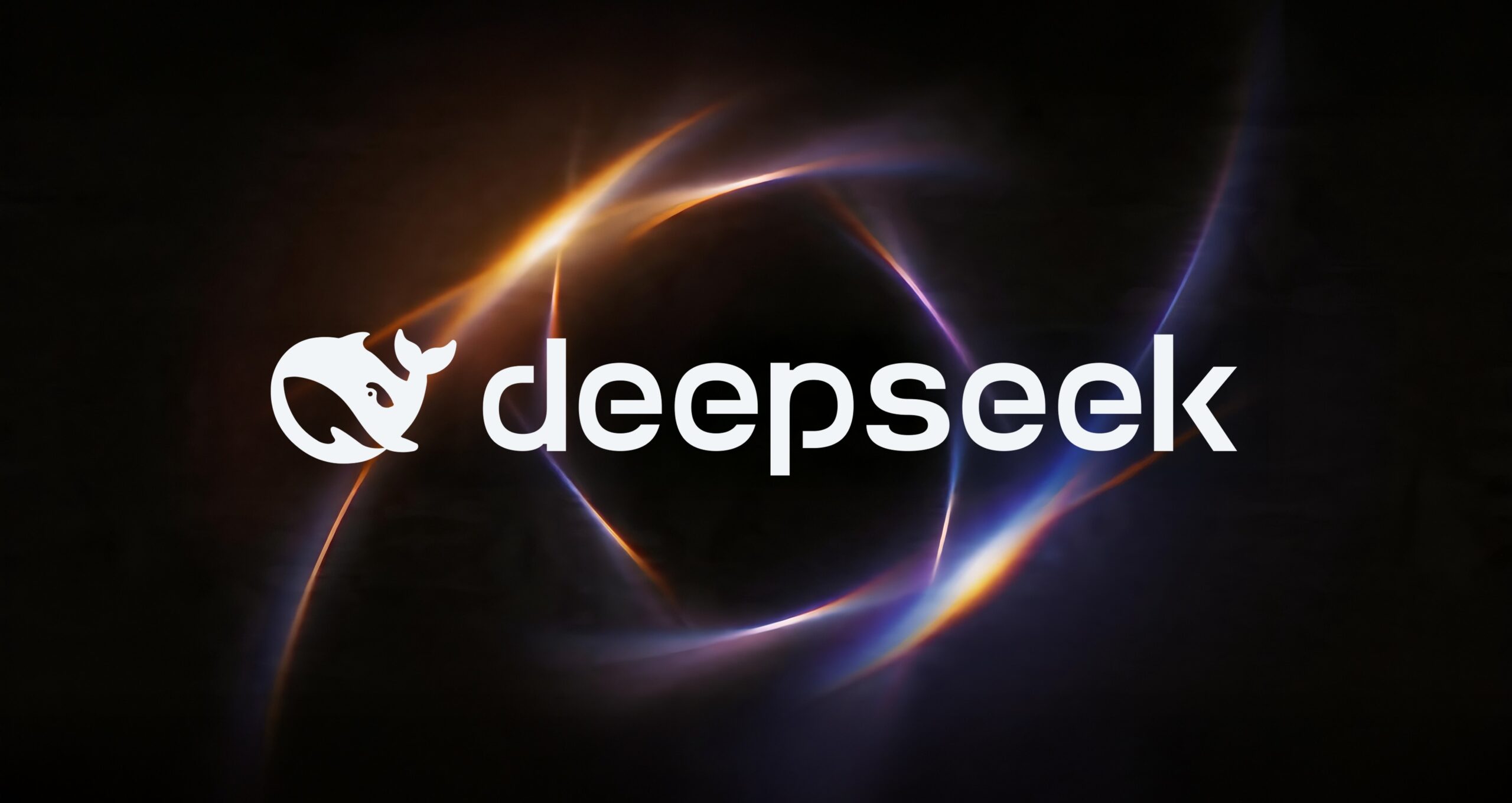 어두운 배경에 고래 로고와 deepseek 글자가 있는 딥시크 공식 이미지