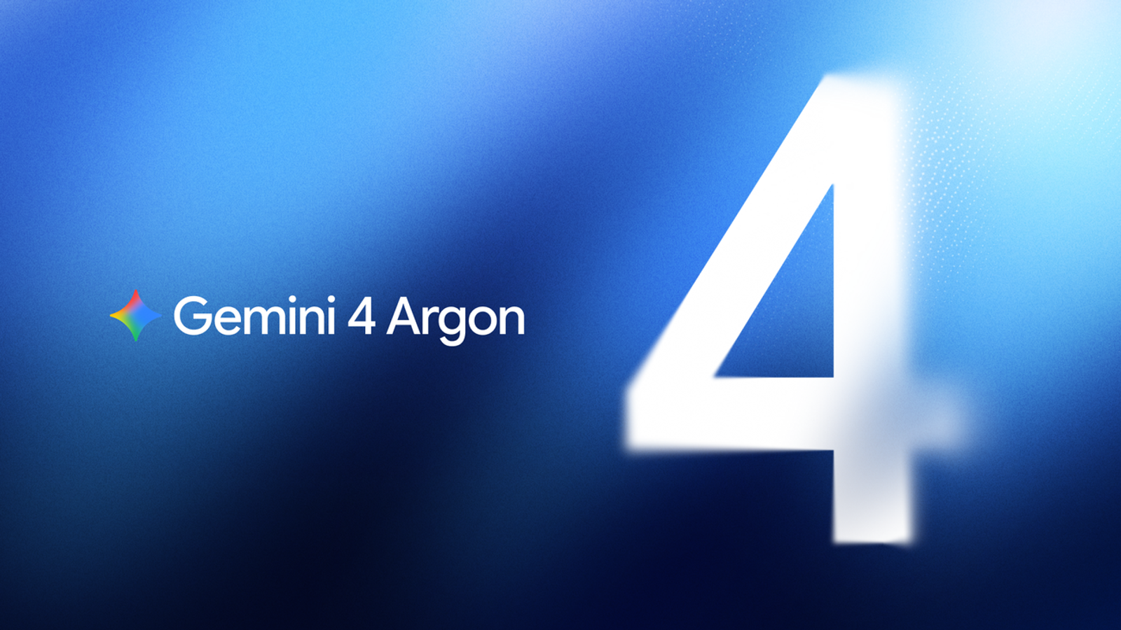 푸른 그라데이션 바탕에 큰 숫자 4와 'Gemini 4 Argon' 글자가 놓인 구글 발표 그래픽.